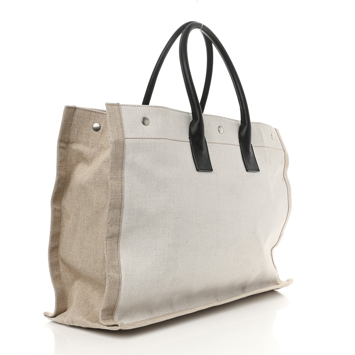 Saint Laurent Linen Calfskin Rive Gauche Tote Optic White 3 of 14