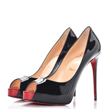 Christian Louboutin Patent New Very Prive 120 Pumps 37 Black Red 2 of 9