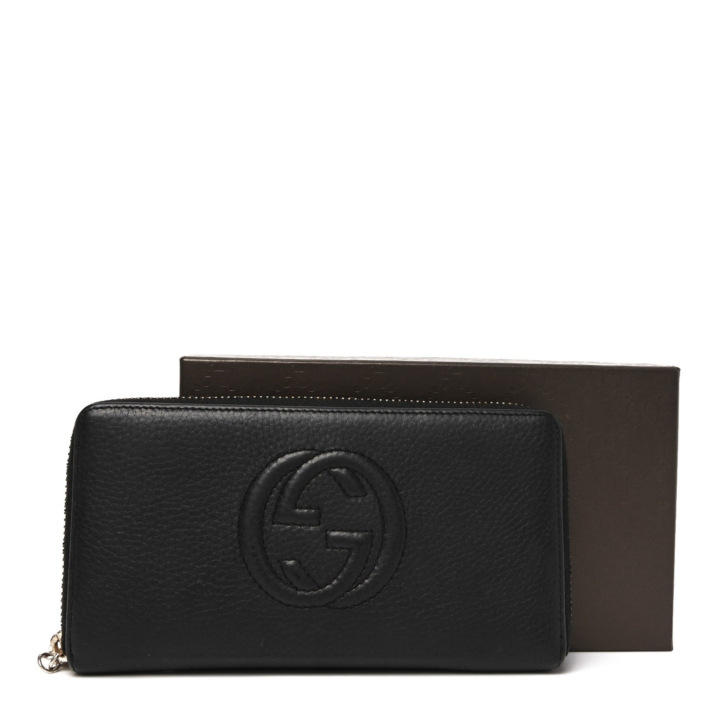Pebbled Calfskin Soho Zip Around Wallet Black