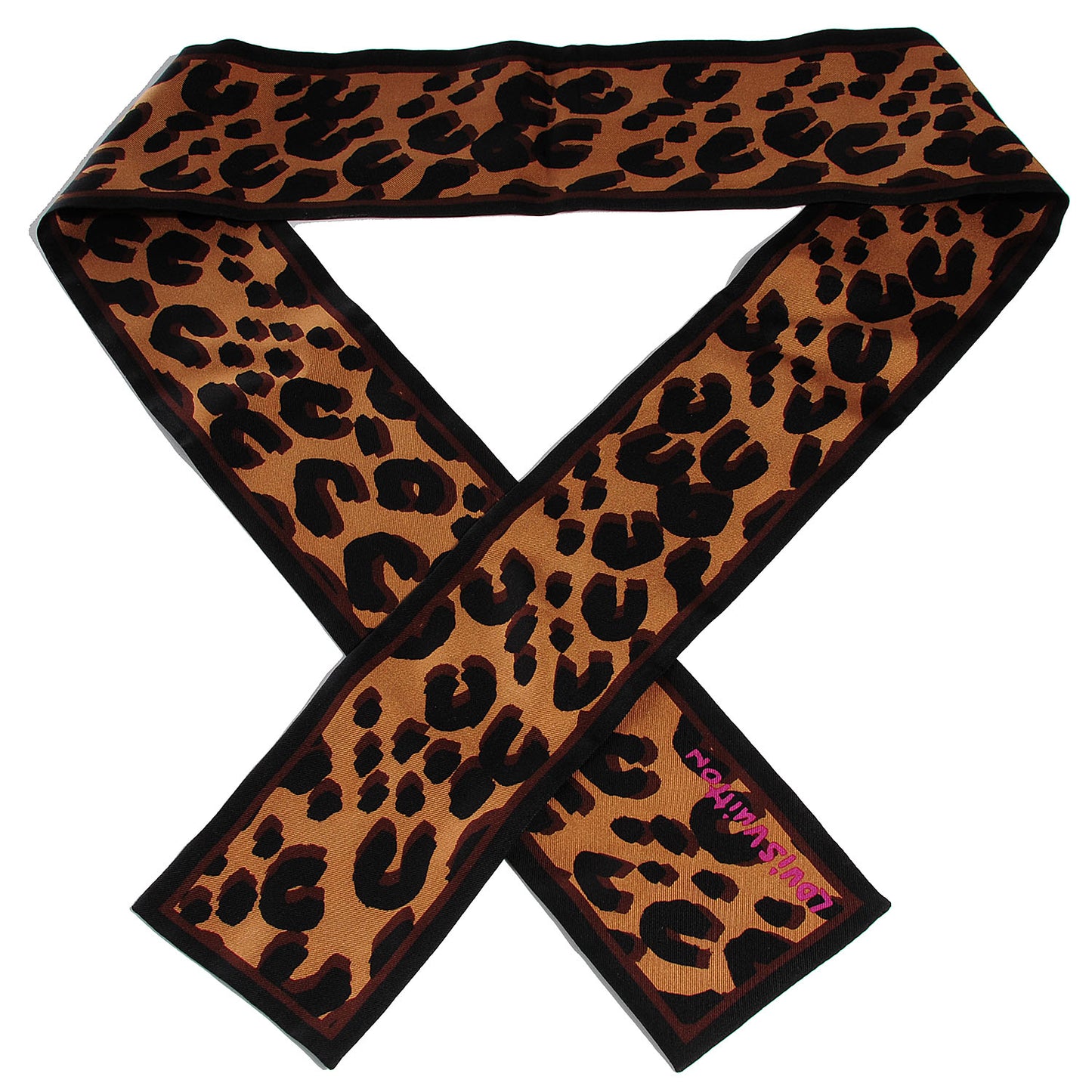Silk Leopard Bandeau Scarf Marron