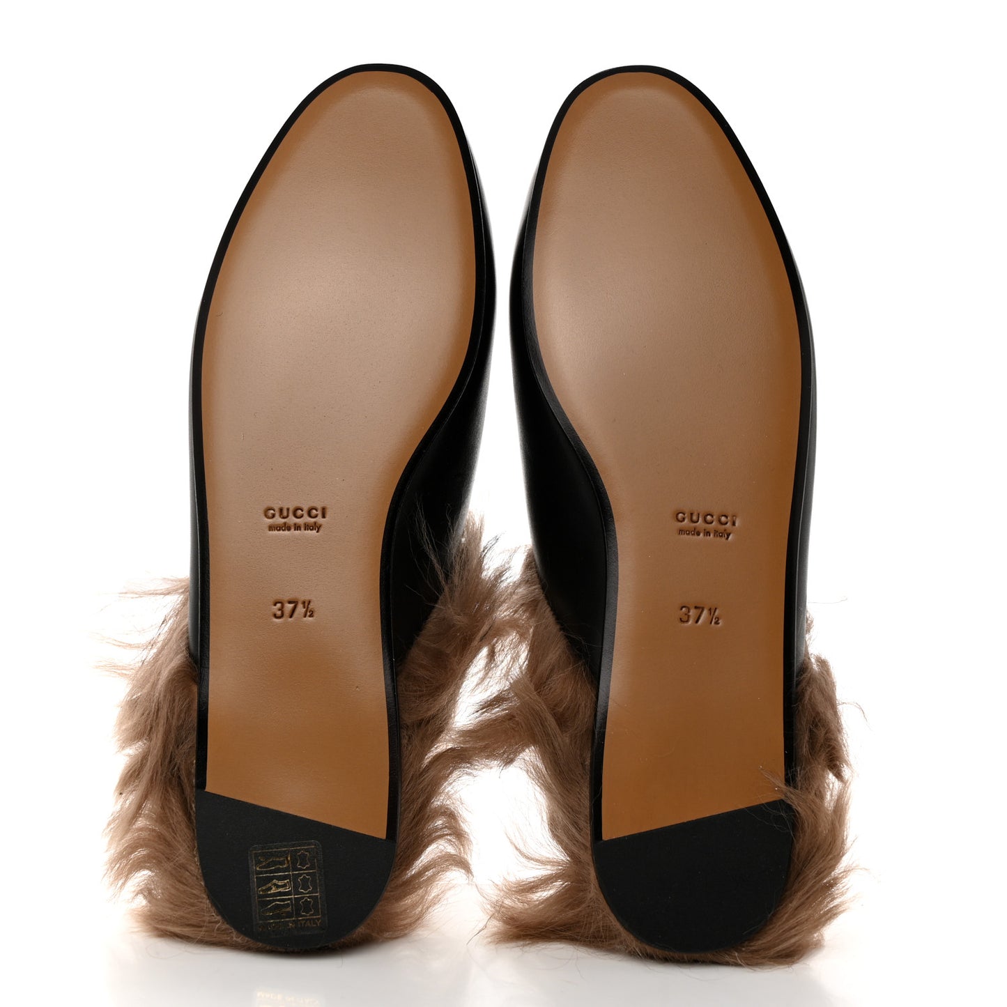 Calfskin Fur Womens Princetown Slippers 37.5 Black