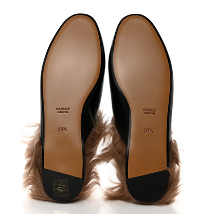 Gucci Calfskin Fur Womens Princetown Slippers 37.5 Black 5 of 8