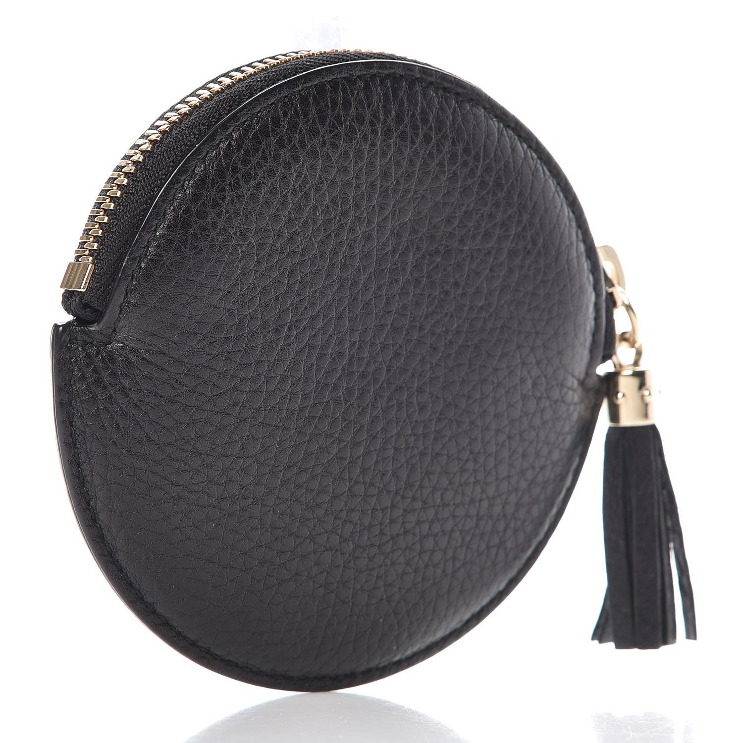 Gucci Pebbled Calfskin Round Coin Purse Black 3 of 7