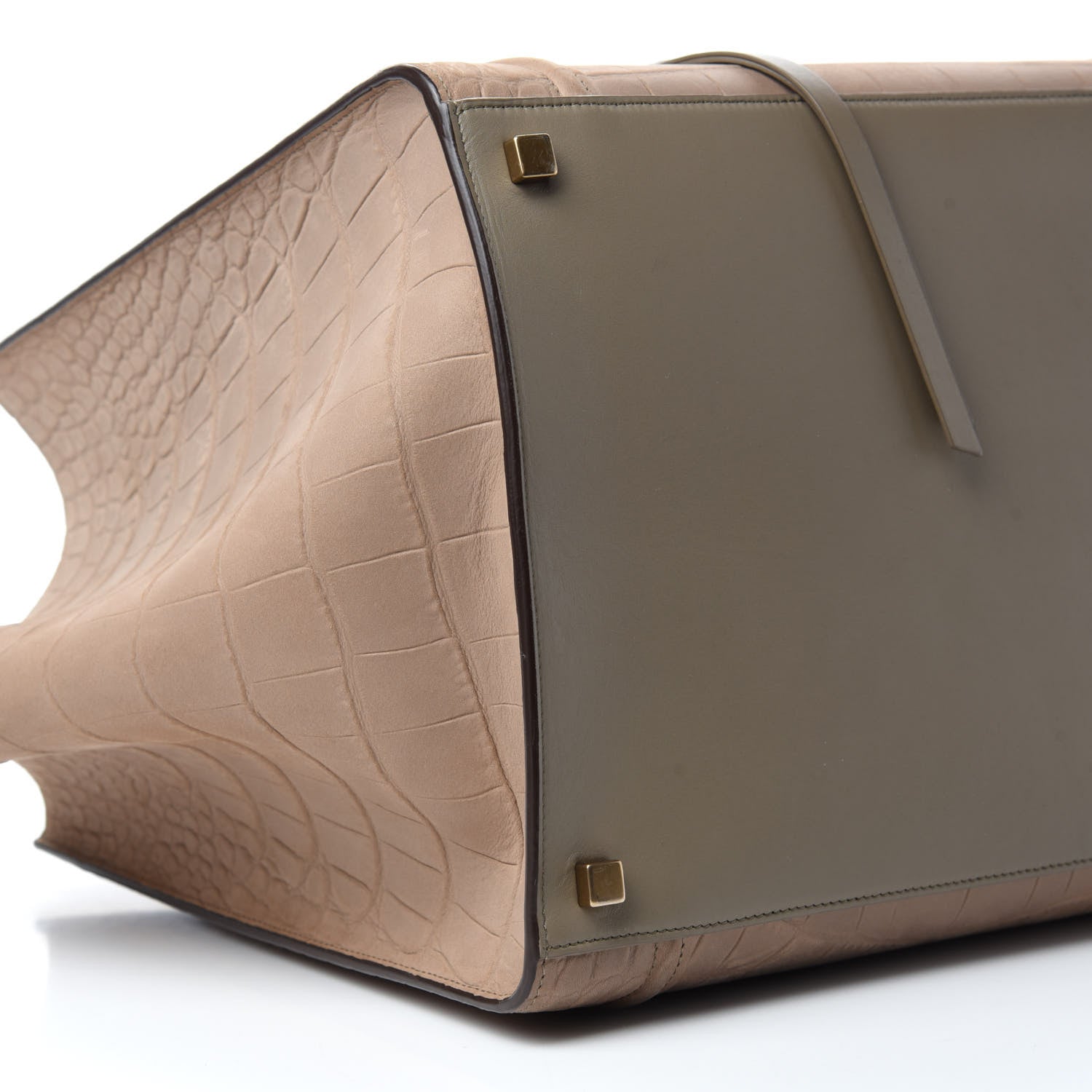 Celine Crocodile Embossed Nubuck Medium Phantom Luggage Beige 6 of 10