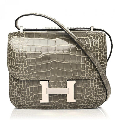 Hermes Shiny Alligator Constance 18 Gris Tourterelle 1 of 9