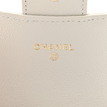 Chanel Caviar Quilted Flap Card Holder Wallet Light Grey 6 of 9