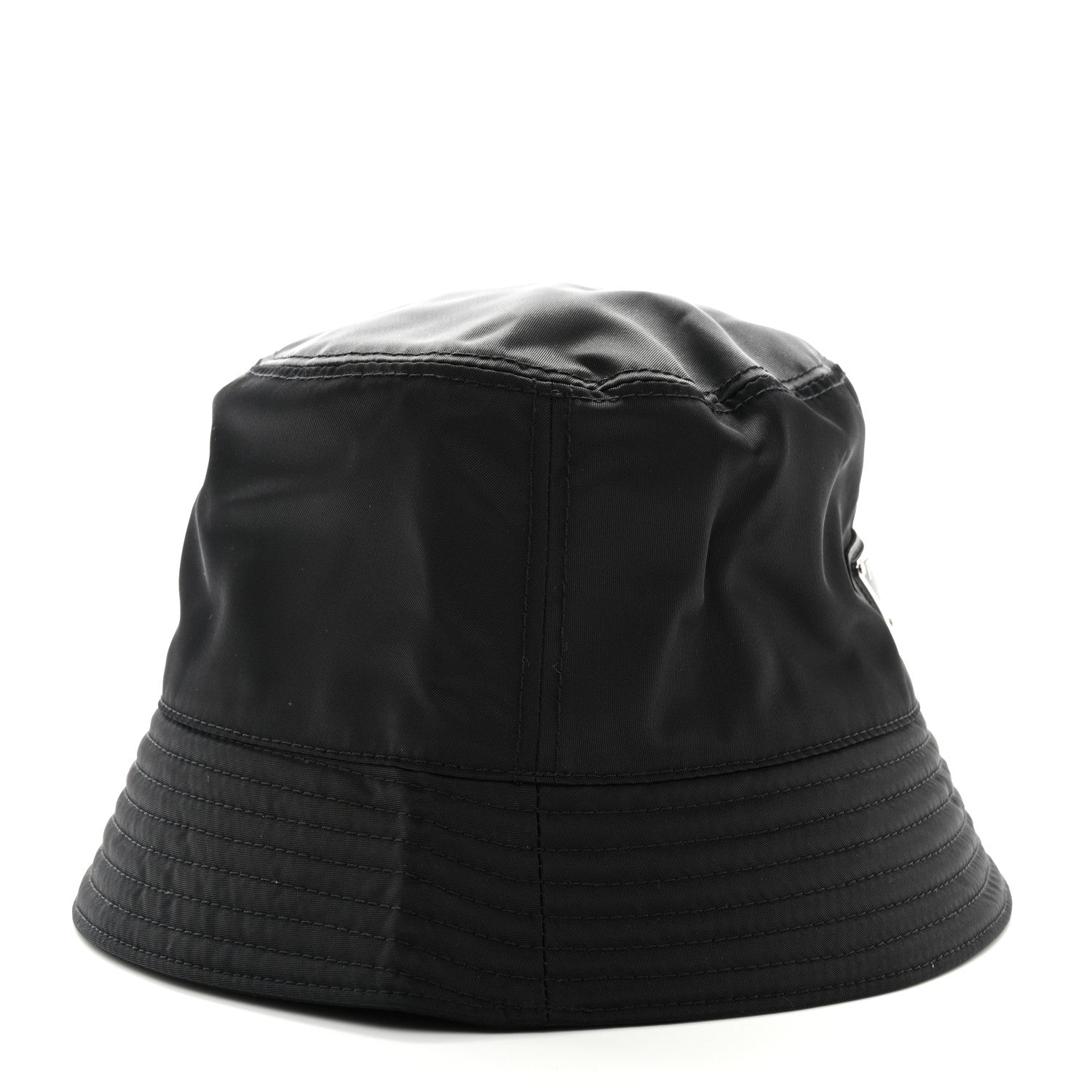 Prada Re-Nylon Metal Triangle Logo Womens Bucket Hat M Black 4 of 7