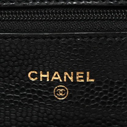 Chanel Caviar Quilted CC Turnlock Wallet On Chain WOC Black 6 of 13