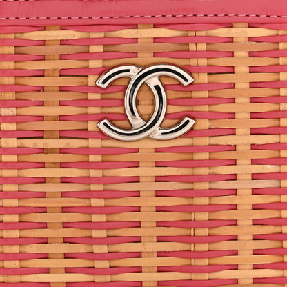 Chanel Calfskin Raffia Small Take Away Vanity Case Bag Pink Beige 11 of 12