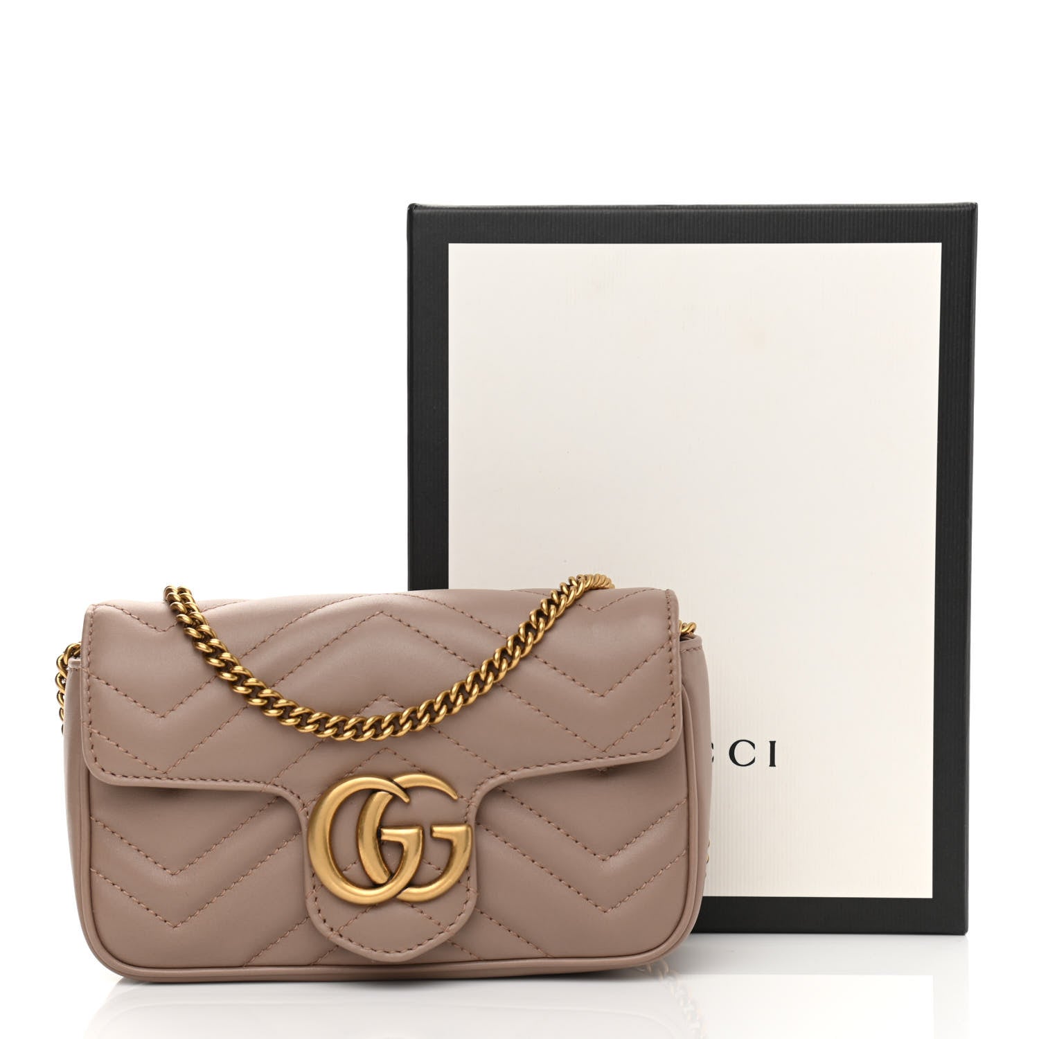 Gucci Calfskin Matelasse Super Mini GG Marmont Shoulder Bag Porcelain Rose 11 of 11