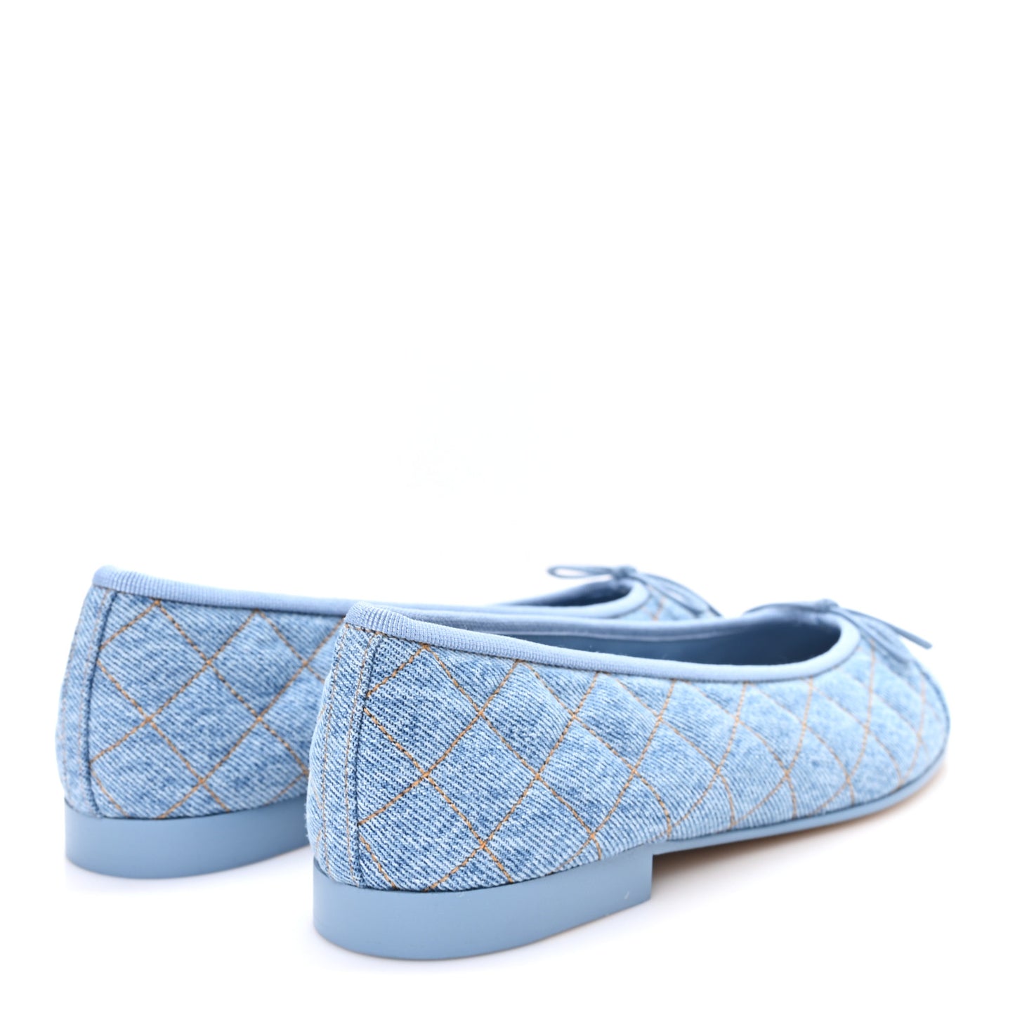 Denim Quilted Cap Toe CC Ballerina Flats 39 Light Blue
