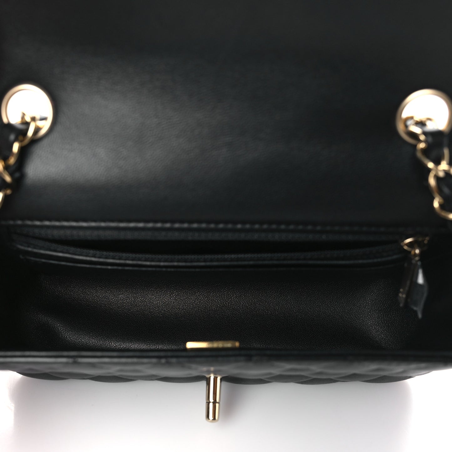 Lambskin Quilted Mini Rectangular Flap Black