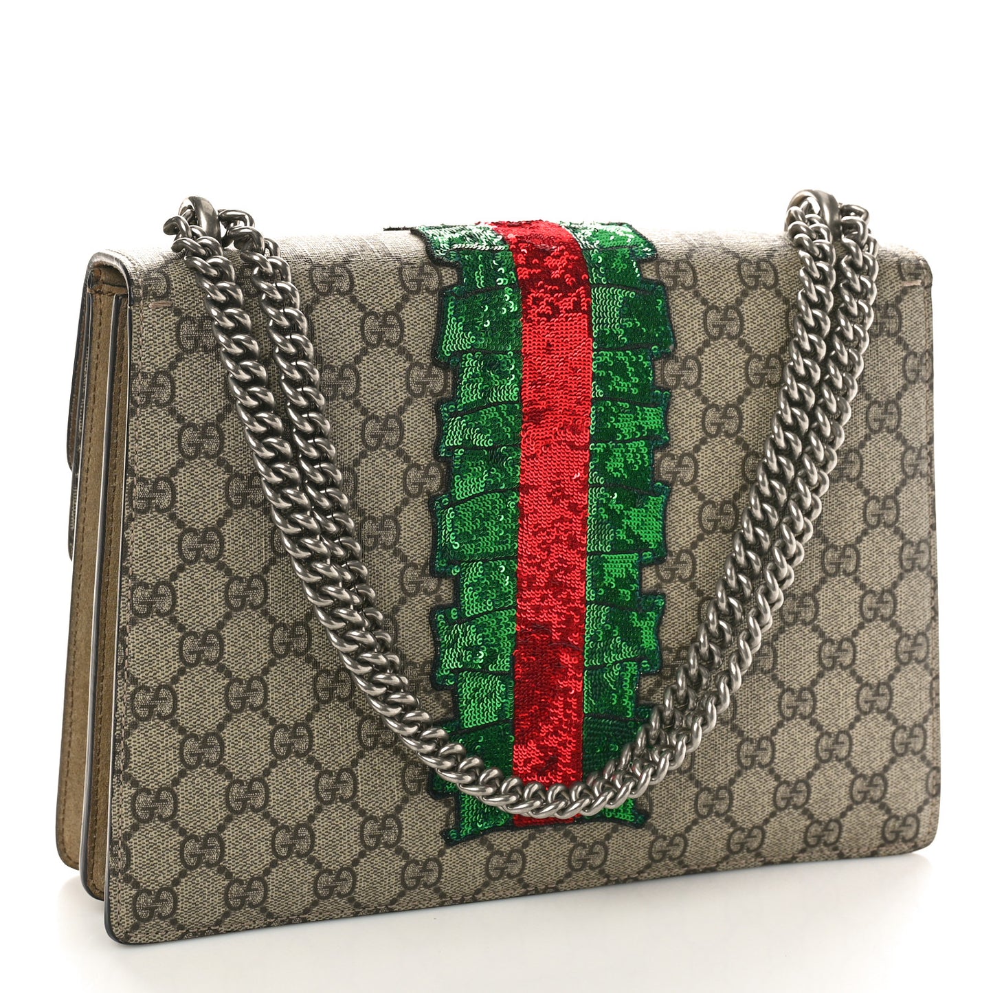 GG Supreme Monogram Embroidered Medium Dionysus Shoulder Bag Taupe