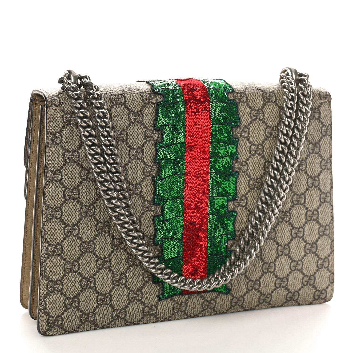 Gucci GG Supreme Monogram Embroidered Medium Dionysus Shoulder Bag Taupe 3 of 11
