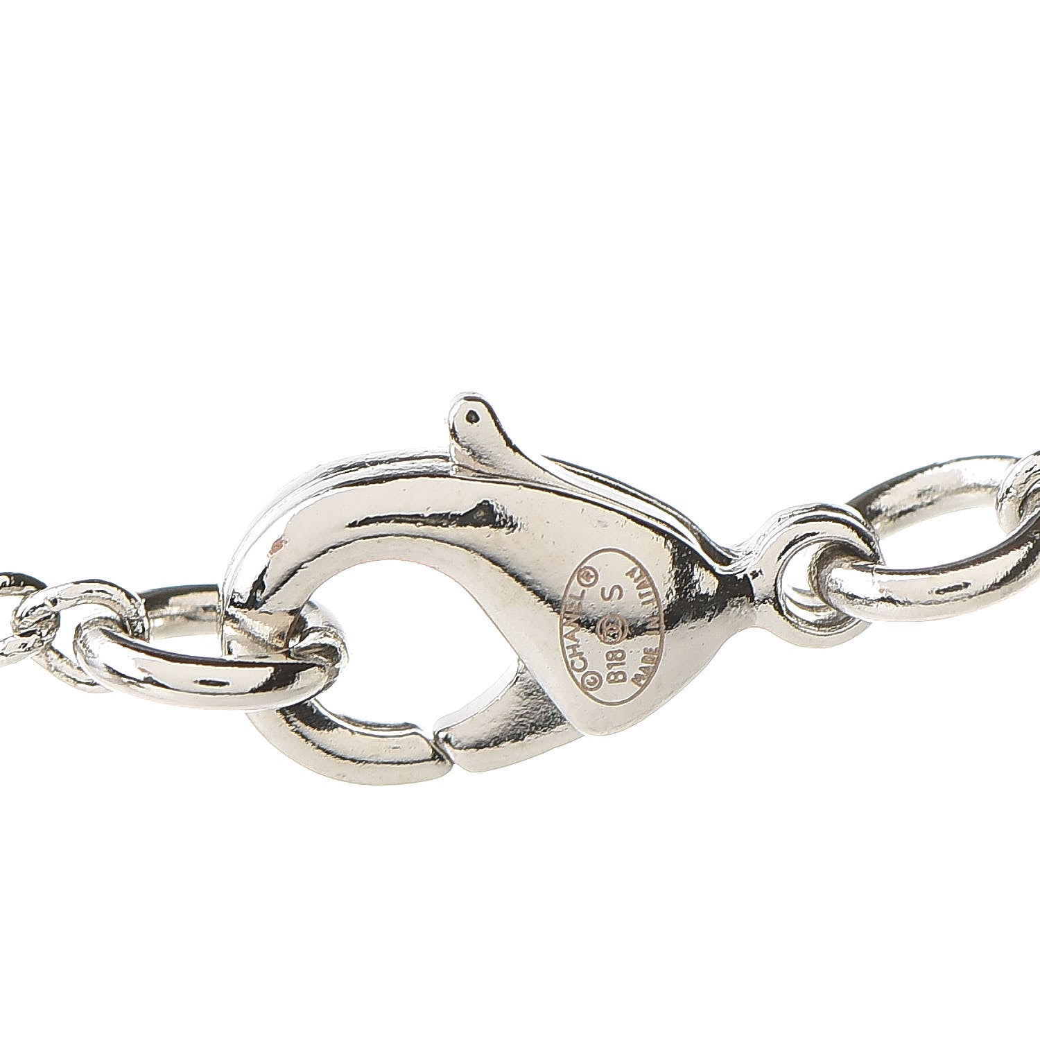 Chanel Crystal CC Ball Pendant Necklace Silver 5 of 6