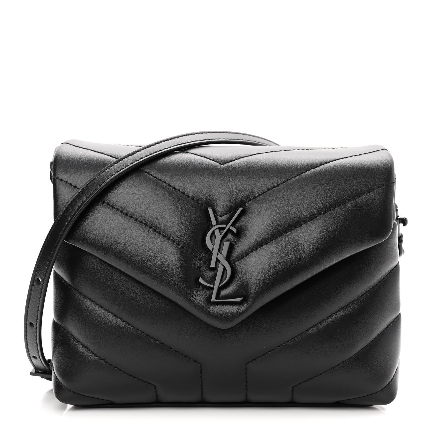Saint Laurent Calfskin Y Quilted Monogram Monochrome Toy Loulou Crossbody Bag Black 1 of 9