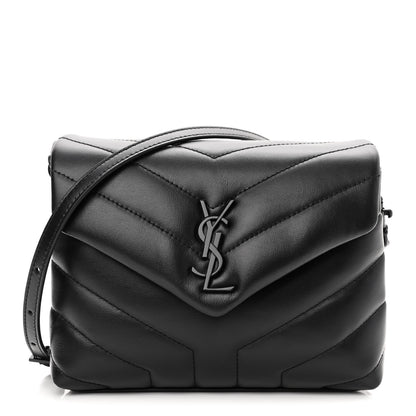 Saint Laurent Calfskin Y Quilted Monogram Monochrome Toy Loulou Crossbody Bag Black 1 of 9