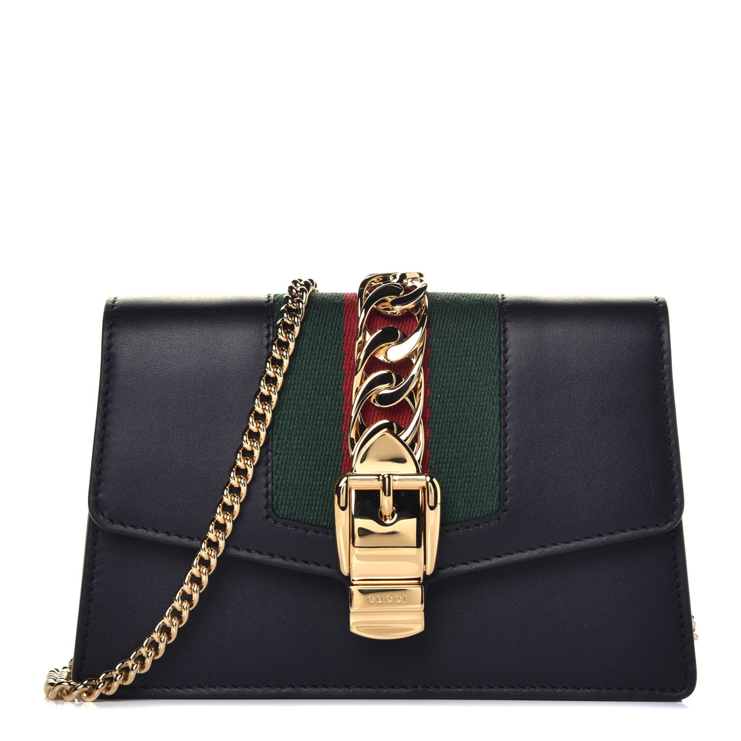 Gucci Calfskin Super Mini Sylvie Chain Shoulder Bag Black 1 of 9