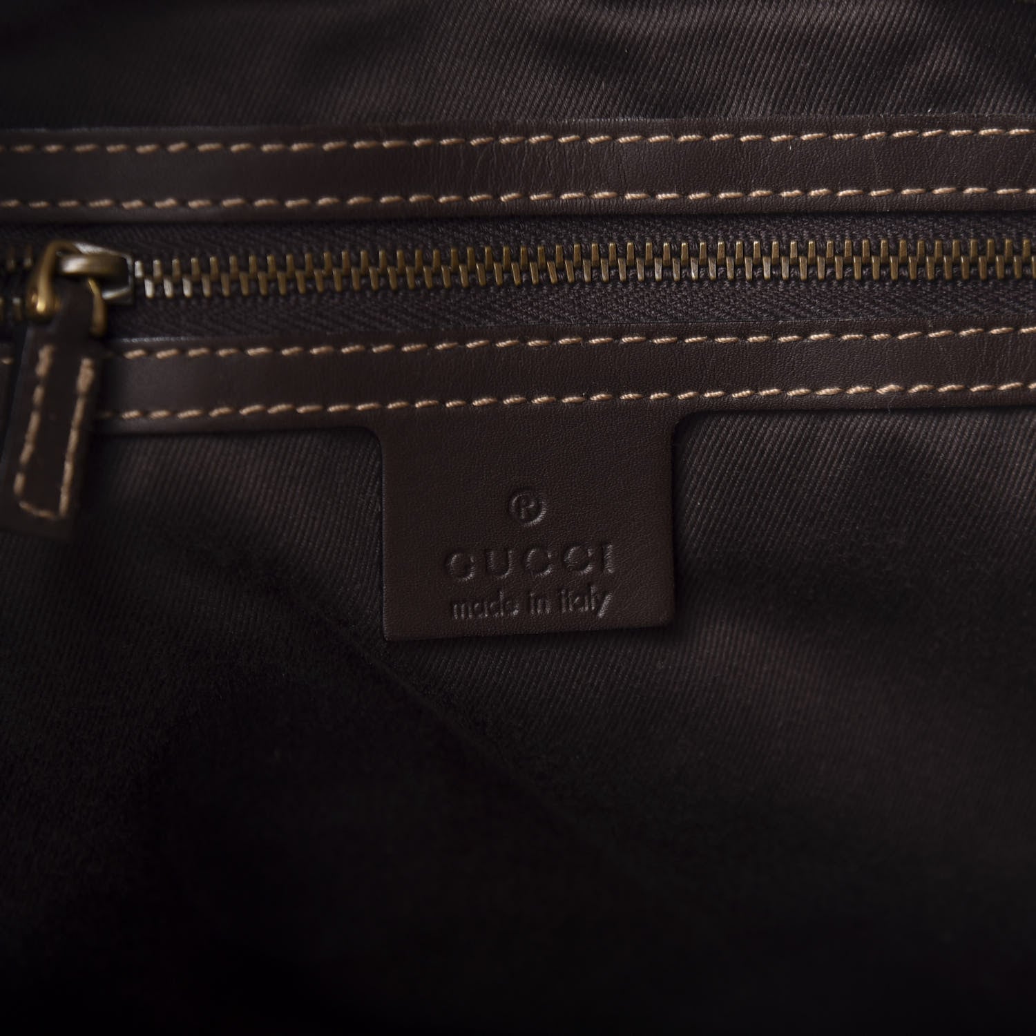 Gucci Suede Monogram Drawstring Bag Brown 7 of 9