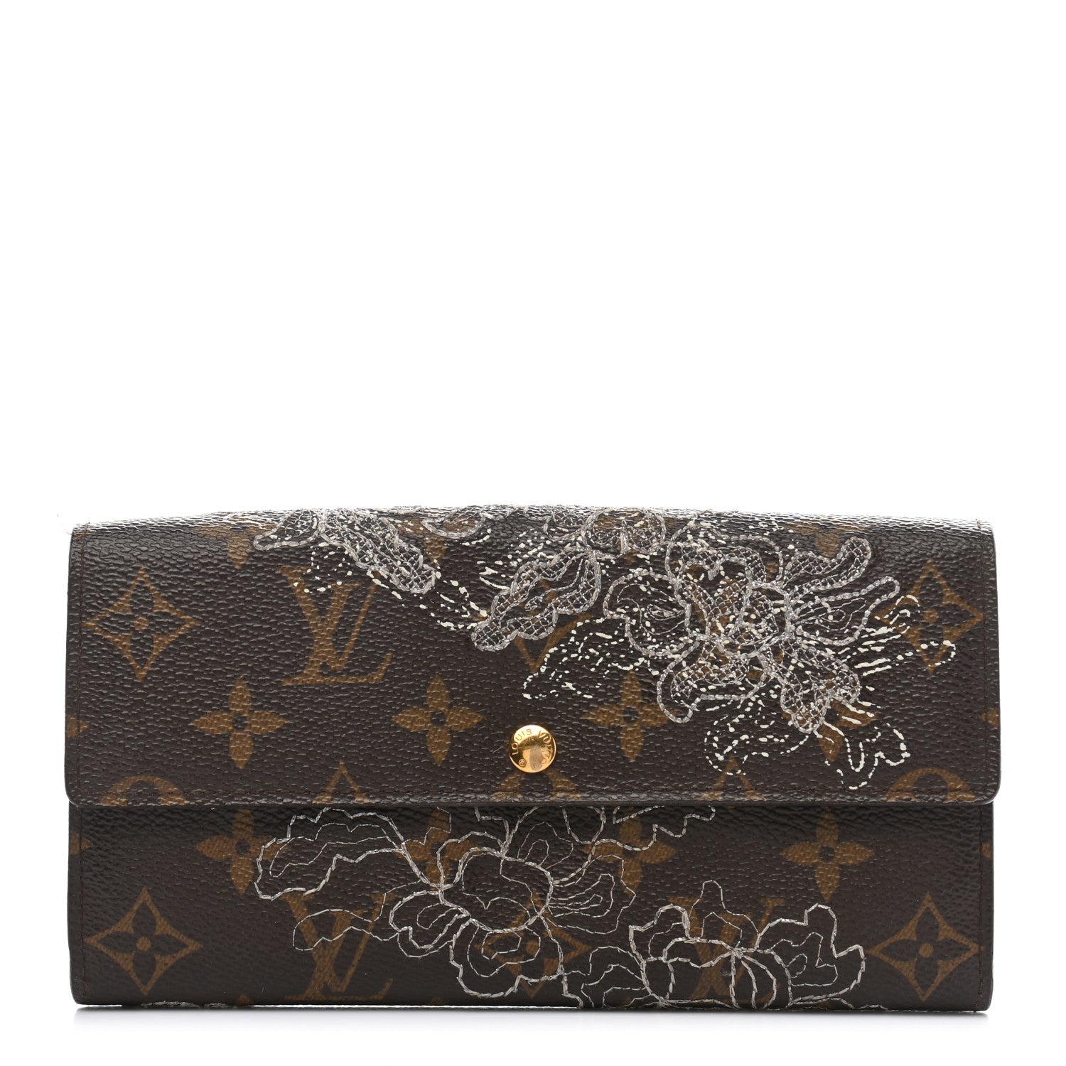 Louis Vuitton Monogram Dentelle Sarah Wallet Silver 1 of 16