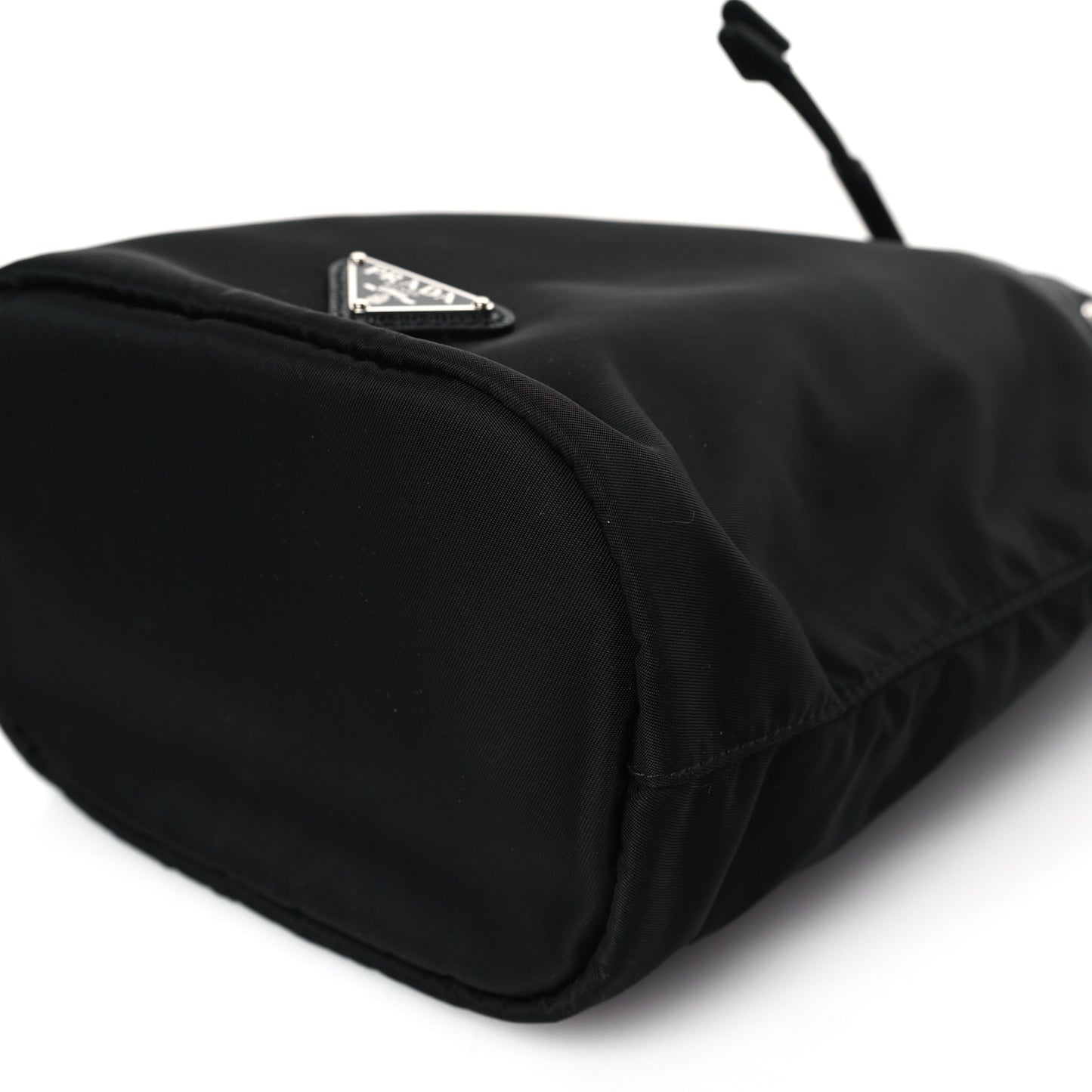 Saffiano Tessuto Nylon Vela Bucket Wristlet Black