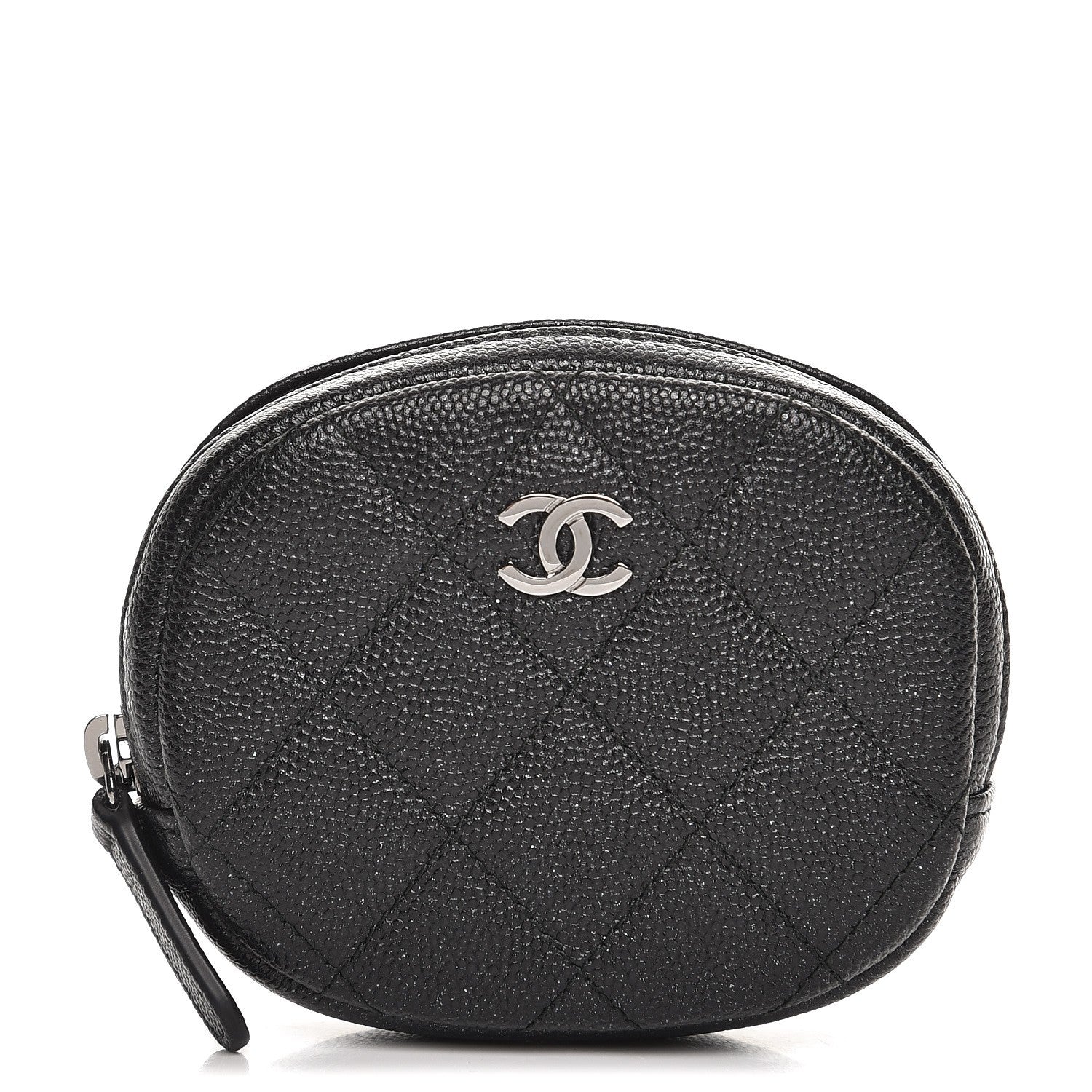 Chanel Metallic Caviar Quilted Zip Around Classic Coin Purse Black 1 of 8
