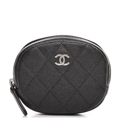 Chanel Metallic Caviar Quilted Zip Around Classic Coin Purse Black 1 of 8