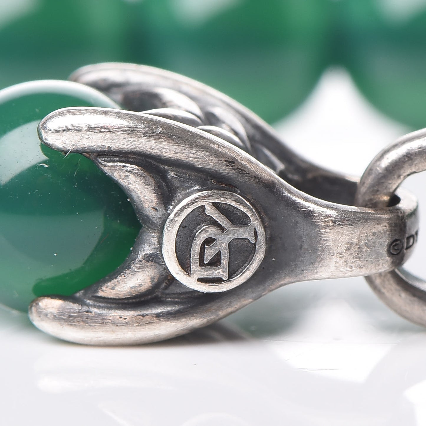 Sterling Silver Green Onyx 8mm Spiritual Beads Bracelet