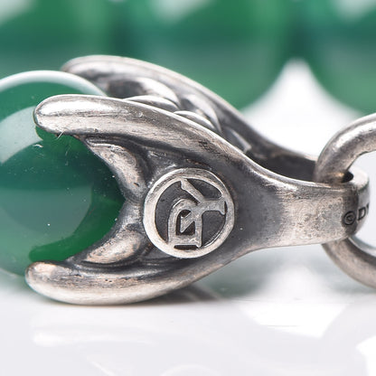 David Yurman Sterling Silver Green Onyx 8mm Spiritual Beads Bracelet 5 of 6