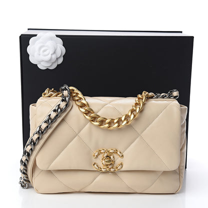 Chanel Goatskin Quilted Medium 19 Flap Beige 10 of 10