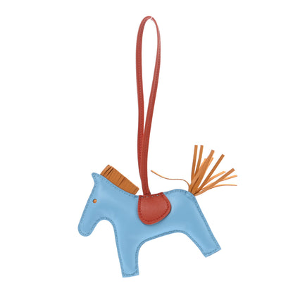 Hermes Milo Lambskin Grigri Rodeo Horse Bag Charm MM Celeste Naturel Bouton D'Or Cornaline 1 of 4