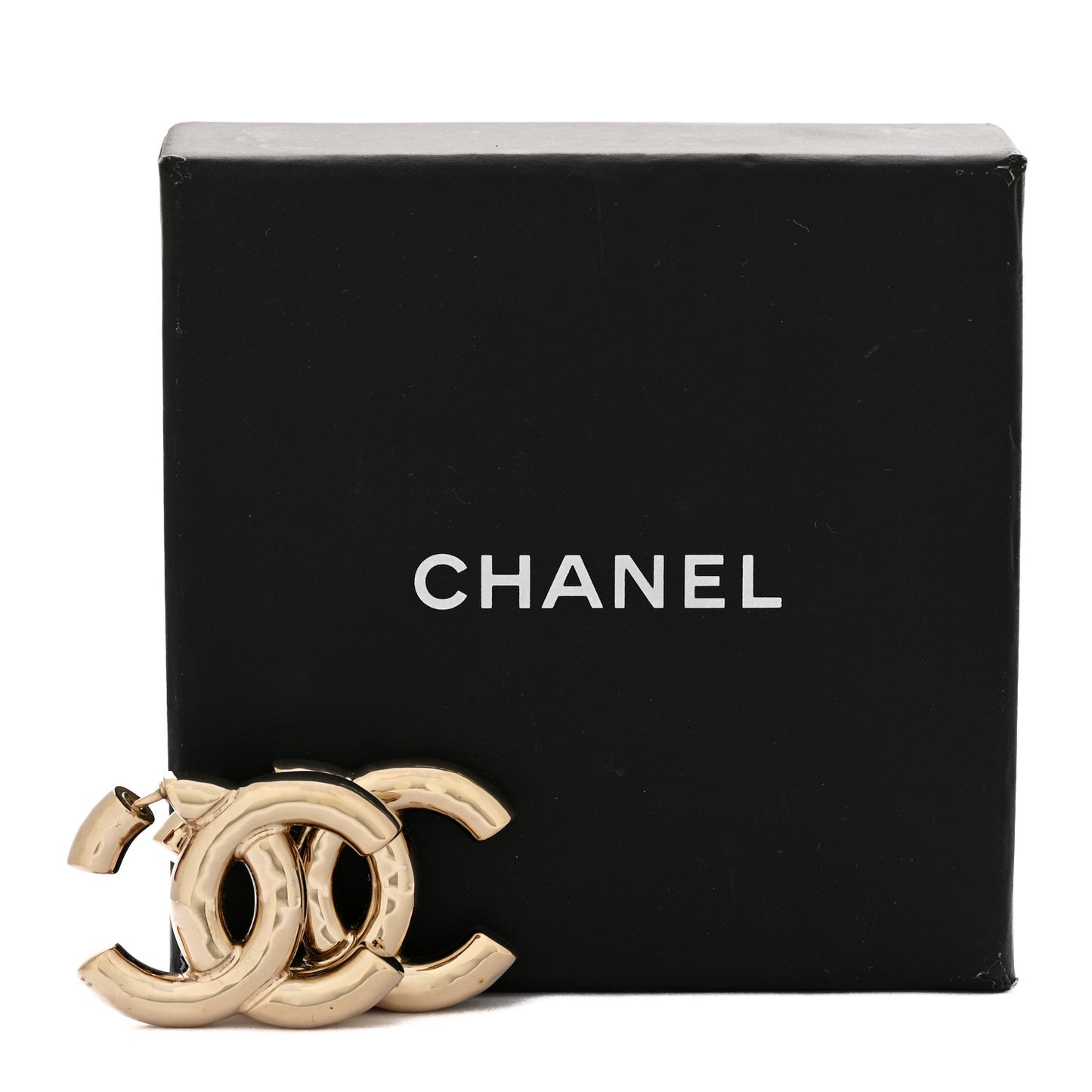 Metal Large CC Earrings Light Gold