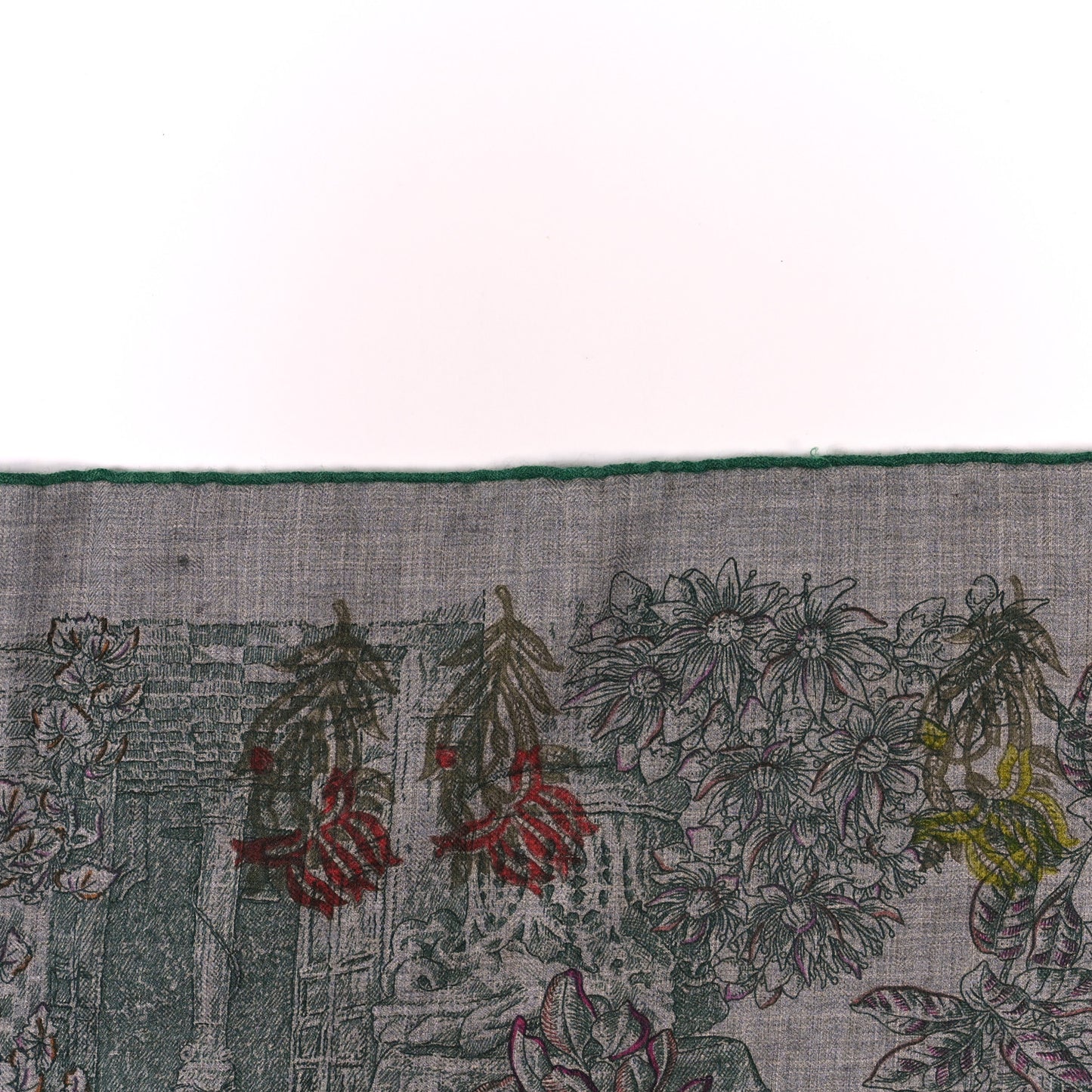 Cashmere Silk Le Jardin de Leila Shawl 140 Anthracite Gris