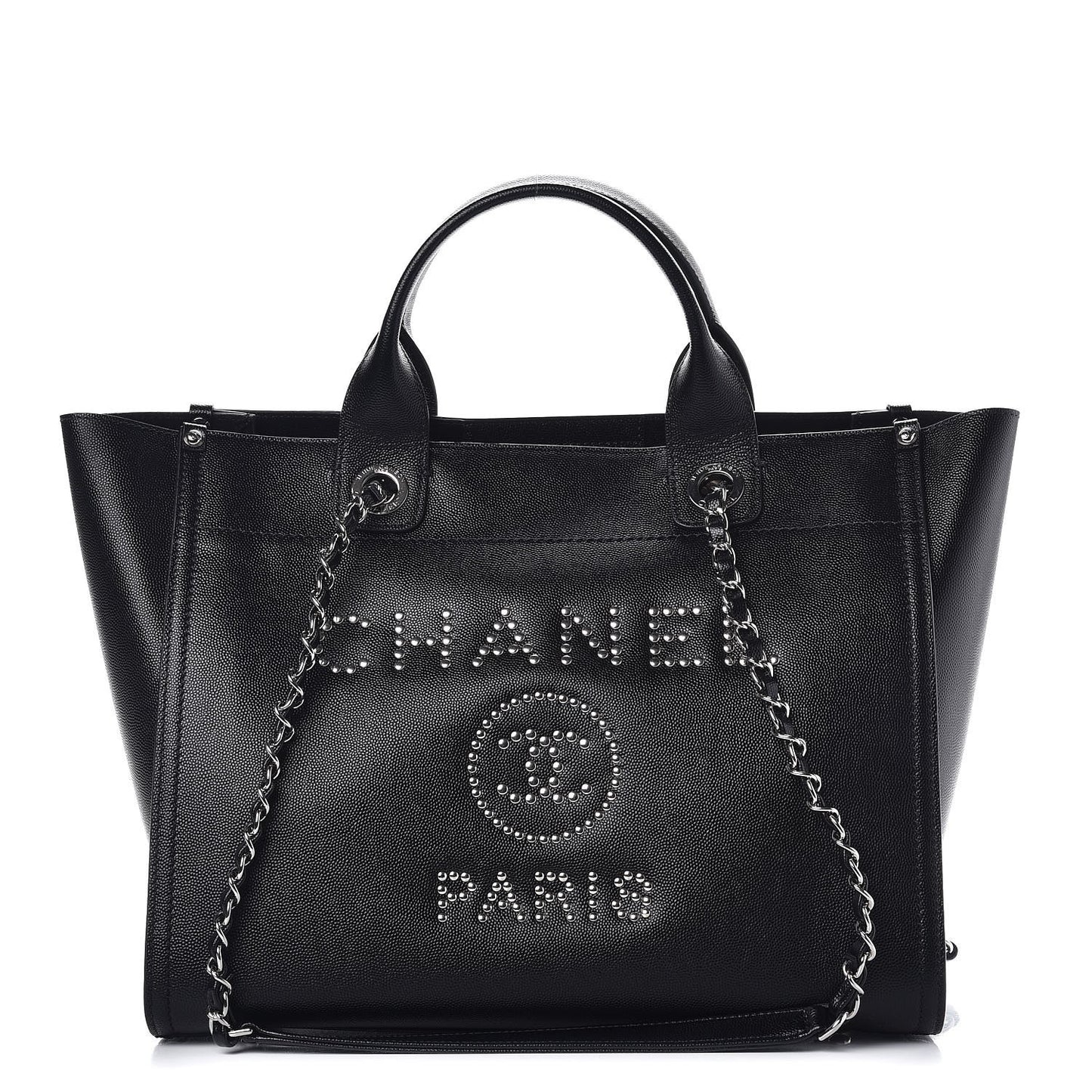 Caviar Small Studded Deauville Tote Black