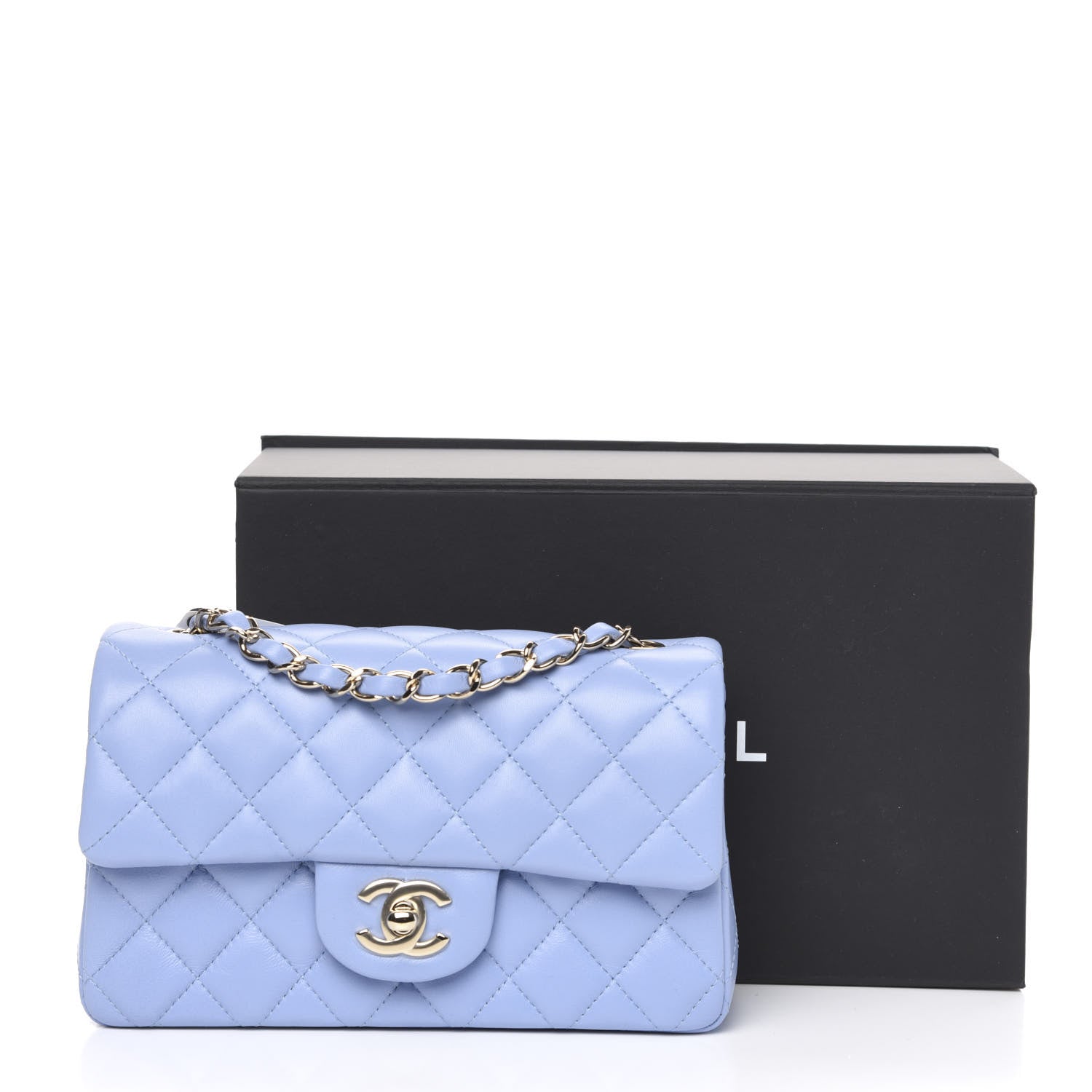 Chanel Lambskin Quilted Mini Rectangular Flap Light Blue 10 of 10