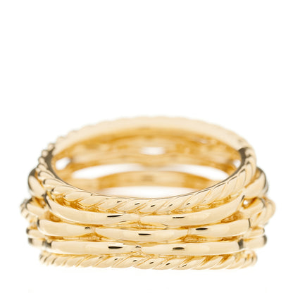 David Yurman 18K Yellow Gold Diamond Tides Dome Ring 55 7.25 3 of 4