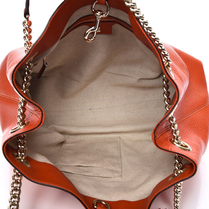 Gucci Pebbled Calfskin Medium Soho Chain Shoulder Bag Sun Orange 7 of 13
