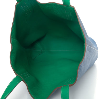 Hermes Taurillon Clemence Double Sens 36 Reversible Tote Menthe Bleu Thalassa 6 of 11