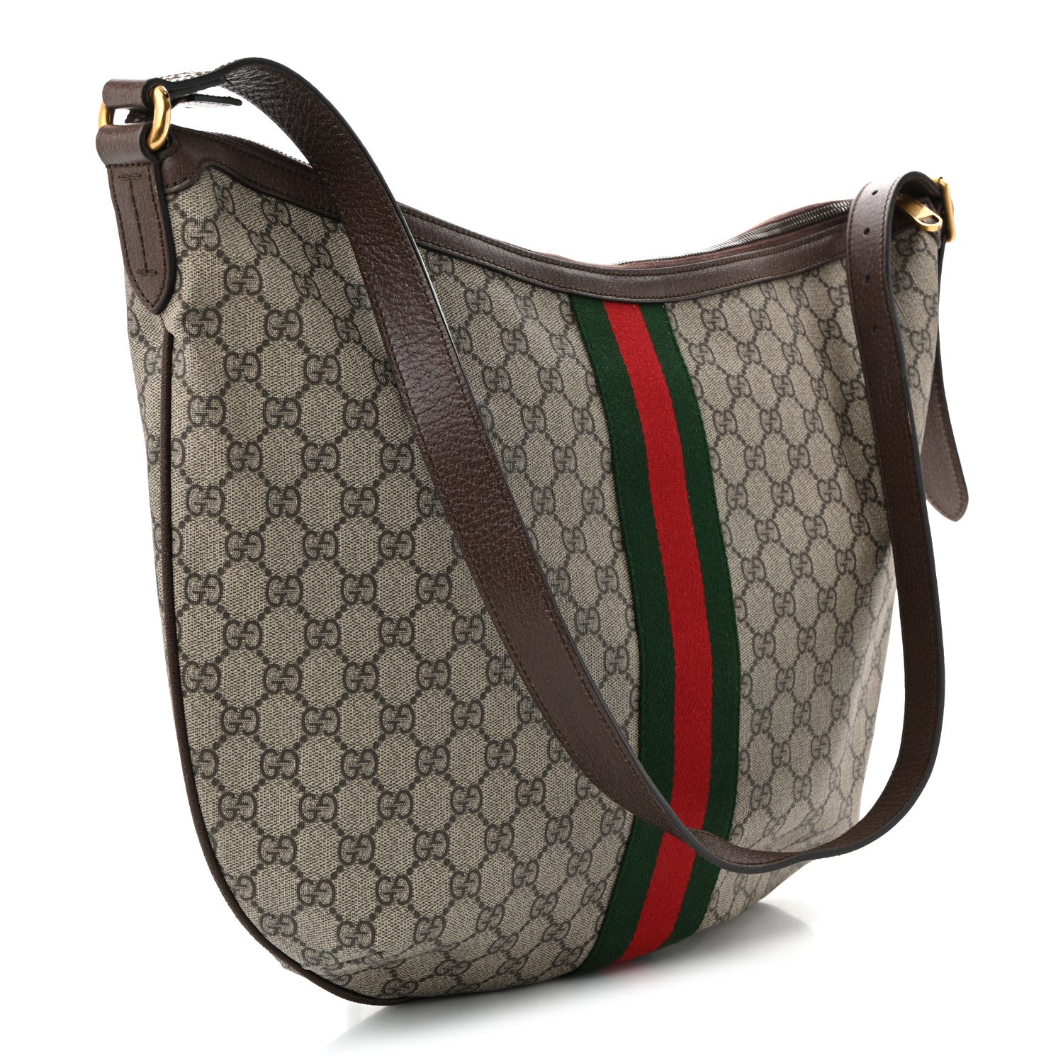 Gucci GG Supreme Monogram Web Ophidia Half Moon Hobo Brown 3 of 10