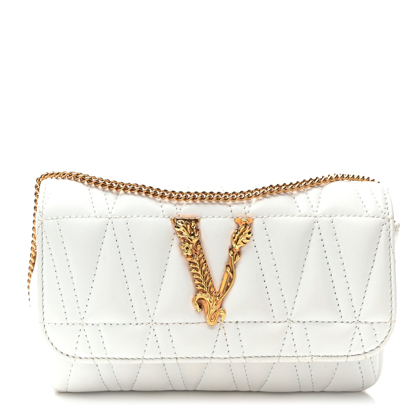 Nappa Quilted Virtus Evening Bag White