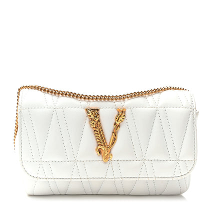 Versace Nappa Quilted Virtus Evening Bag White 1 of 9