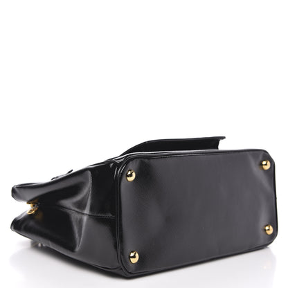 Prada Saffiano Vernice Galleria Front Pocket Tote Black 4 of 9
