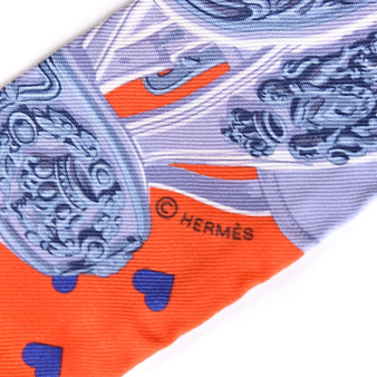 Hermes Silk Brides de Gala Love Twilly Orange Gris Bleuete Saumon 4 of 5