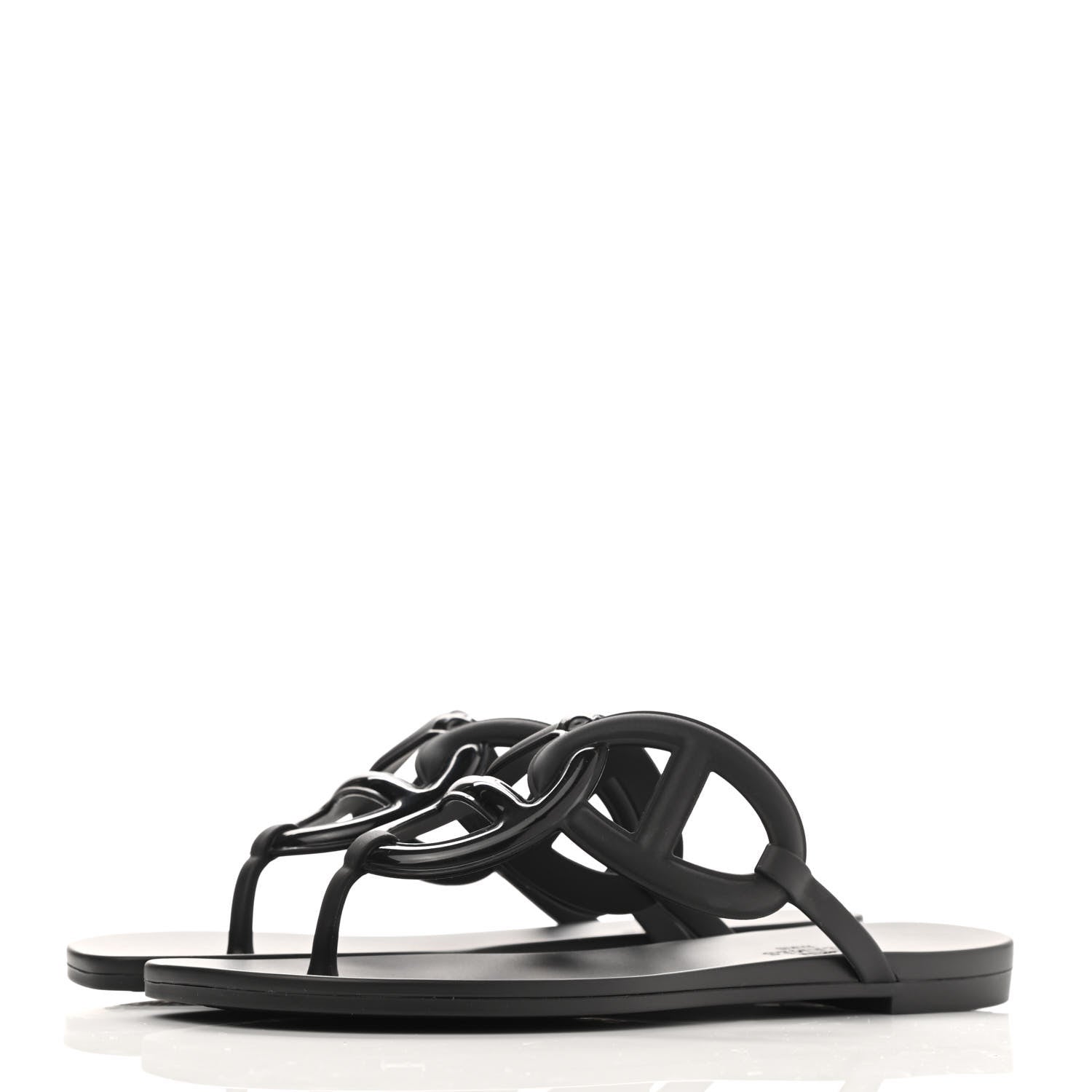 Hermes Rubber Womens Egerie Sandals 36 Black 3 of 9