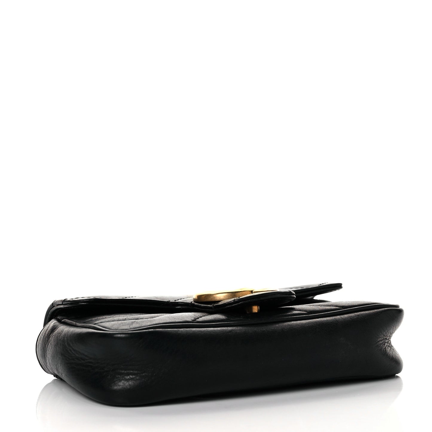 Calfskin Matelasse Super Mini GG Marmont Shoulder Bag Black