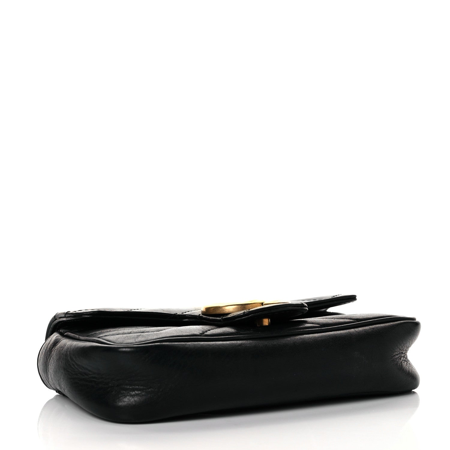 Gucci Calfskin Matelasse Super Mini GG Marmont Shoulder Bag Black 4 of 11