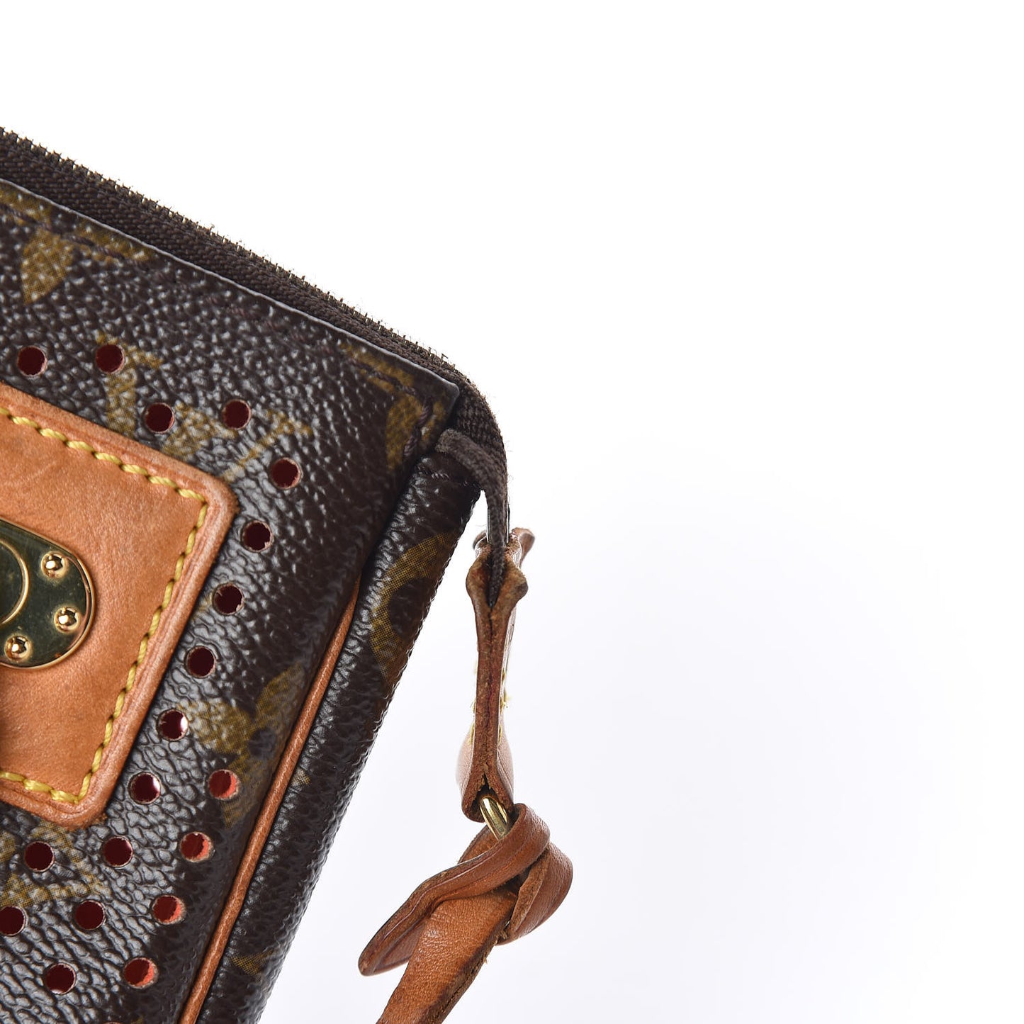 Monogram Perforated Pochette Accessories Bag Orange
