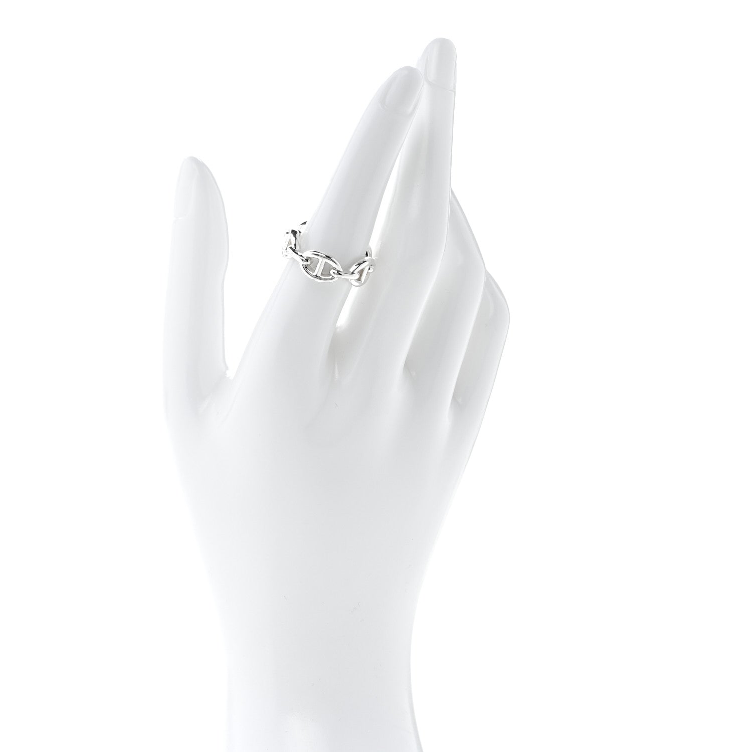 Hermes Sterling Silver PM Chaine d'Ancre Enchainee Band Ring 54 6.75 3 of 16