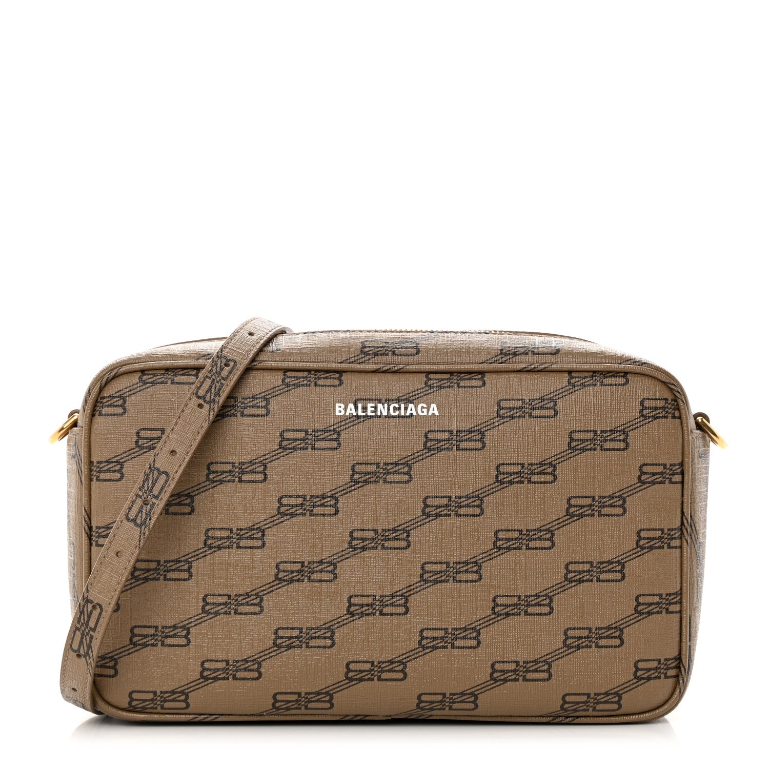 Balenciaga Coated Canvas BB Monogram Medium Signature Camera Bag Beige Brown 1 of 14