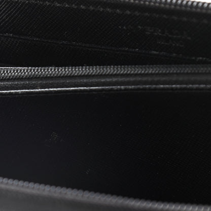 Prada Saffiano Triangle Zip Around Wallet Black 12 of 15